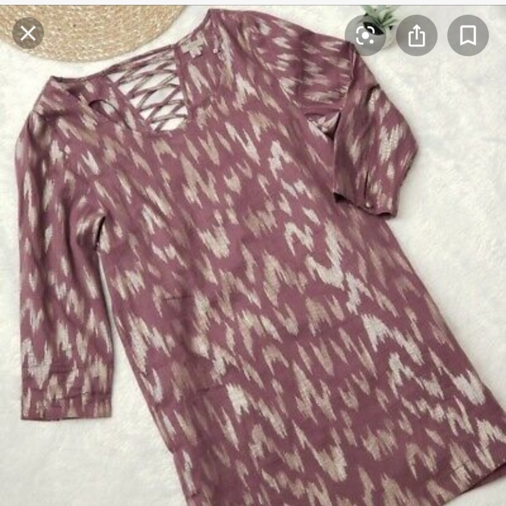 Ecote shimmery shift dress with 3/4 sleeves